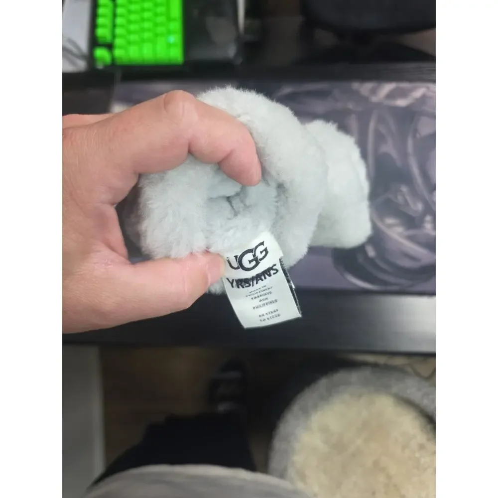 UGG AUSTRALIA KIDS Blueish SHEARLING AND SUEDE MITTENS, NWT 2-4 Y